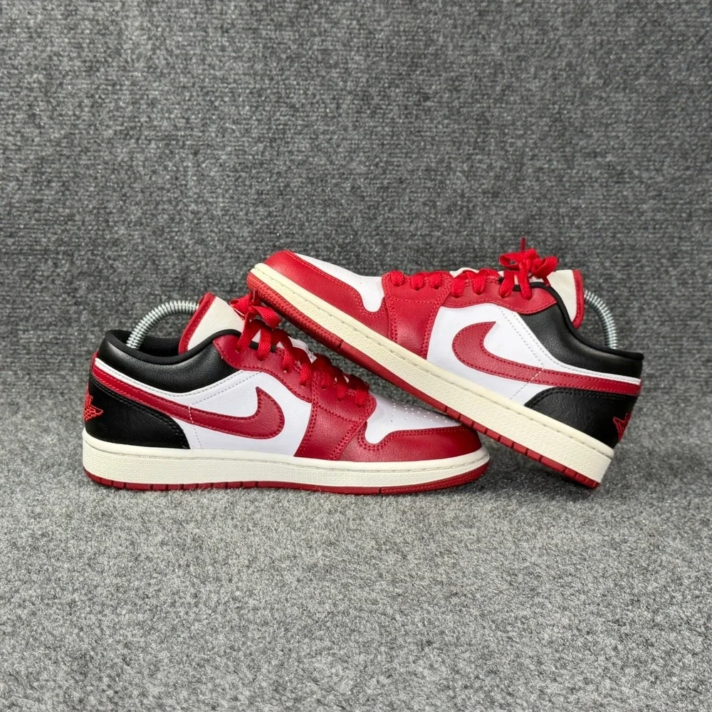 Jordan 1 Low Athletic Shoes Women's 8.5 Reverse Black Toe Red Retro Sneakers